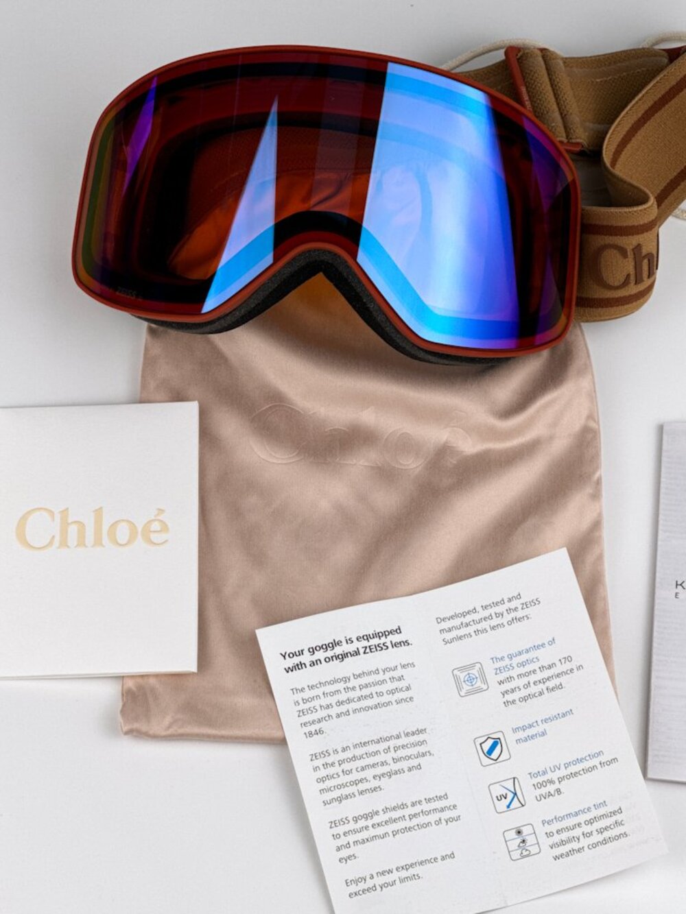 CHLOE CH0072S 003 MATTE RUST SHIELD SKI MASK SUNGLASSES